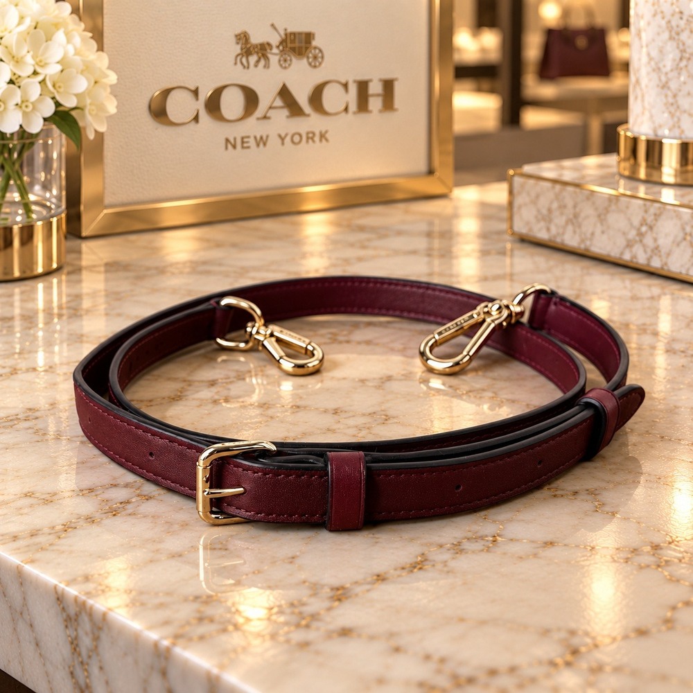 Coach Strap Replacement Burgundy Leather Adjustable Crossbody Gold Hardware